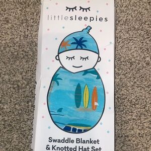 Little Sleepies Surf Life Swaddle Blanket & Knotted Hat Set